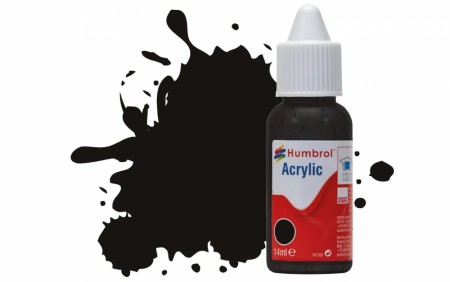 Humbrol Akryl No 201 Black - Metallic 14ml Dropper Bottle