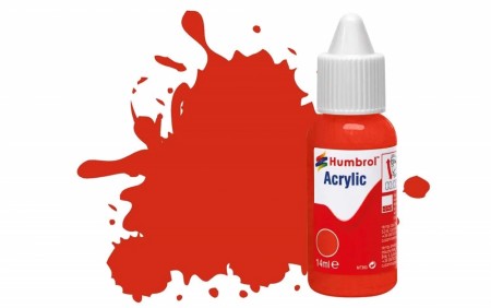 Humbrol Akryl No 174 Signal Red - Satin 14ml Dropper Bottle