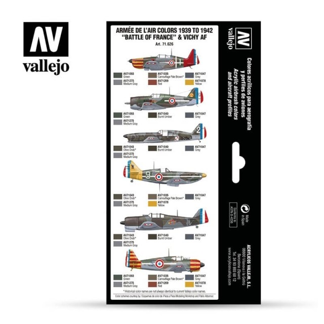 Vallejo Model Air Armée de l´air Colors 1939 to 1942 Battle of France and Vichy AF