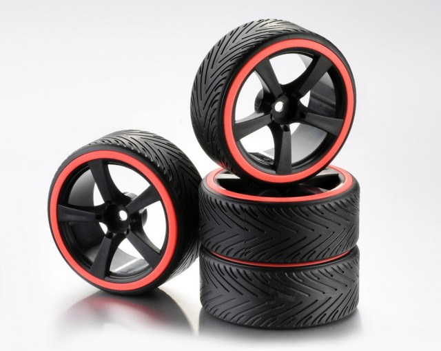 Absima Dekk 1:10 Drift 5 Spoke-Profile A Black Rim-Neon Orange (4stk.)