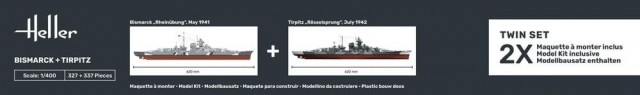 Heller 1/400 Bismarck + Tirpitz Twinset