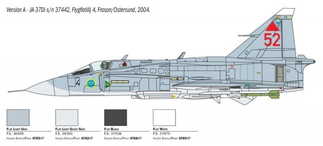 Italeri 1/48 Saab JA 37 / AJ 37 Viggen (svenske dekaler)