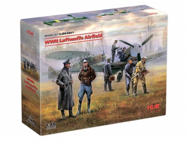 ICM 1/48 WWII Luftwaffe Airfield w/2 Aircrafts and 7 Figures