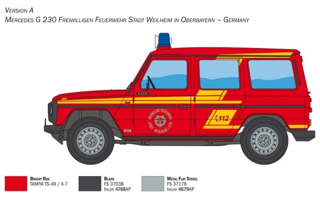 Italeri 1/24 Mercedes Benz G230 Feuerwehr
