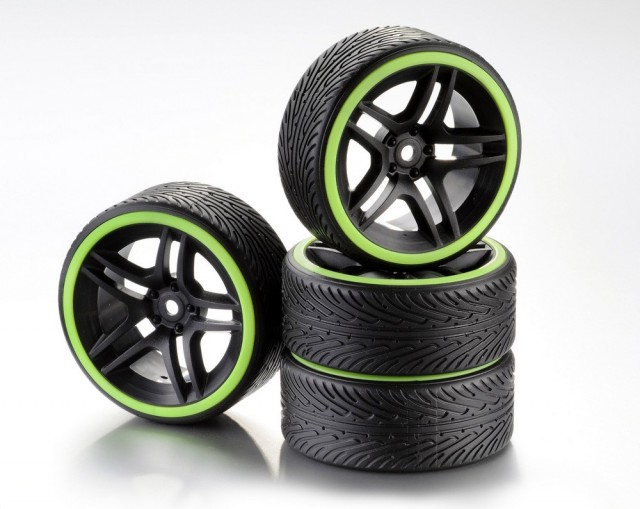 Absima Dekk 1:10 Drift 10 Spoke-Profile B Black Rim-Neon Yellow Ring (4stk.)