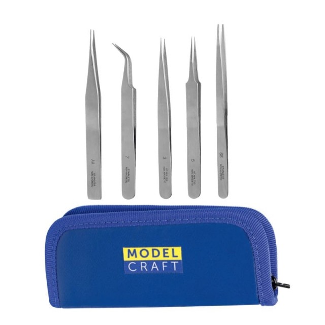 Model Craft Sett med 5 anti-magnetisk pinsetter