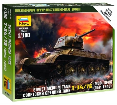 Zvezda 1/100 Soviet Medium Tank T-34/76 (Mod.1943)