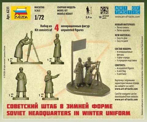 Zvezda 1/72 Soviet Headquarters in Winter Uniform Snap Kit