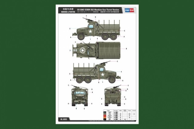 HobbyBoss 1/35 US GMC CCKW-352 Machine Gun Turret Version