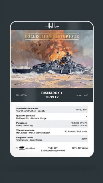 Heller 1/400 Bismarck + Tirpitz Twinset