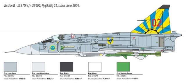 Italeri 1/48 Saab JA 37 / AJ 37 Viggen (svenske dekaler)
