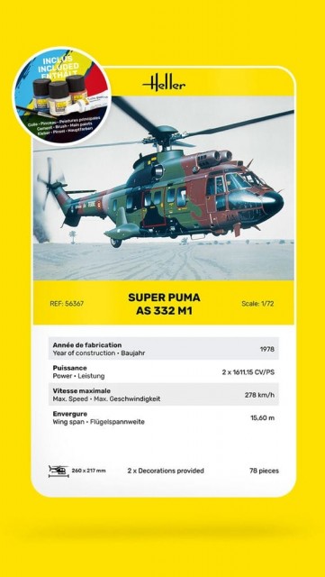 Heller Startsett 1/72 AS332 M1 Super Puma