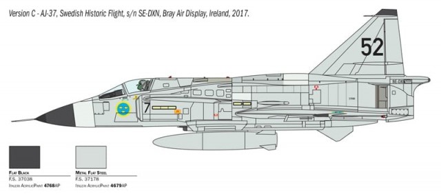 Italeri 1/48 Saab JA 37 / AJ 37 Viggen (svenske dekaler)