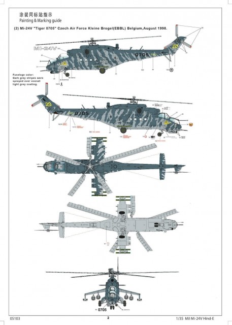 Trumpeter 1/35 Mil Mi-24V Hind-E Helicopter