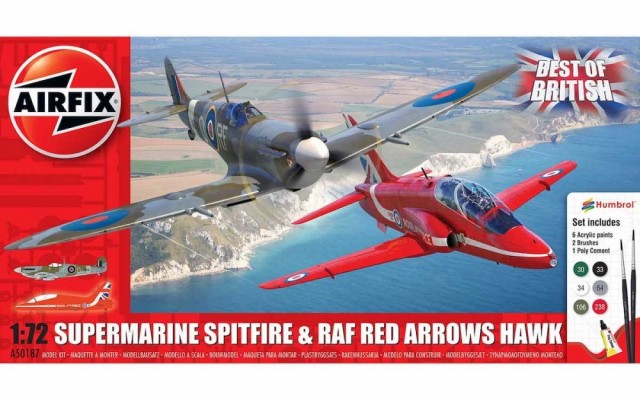 Airfix Gavesett 1/72 Best of British Supermarine Spitfire and RAF Red Arrows Hawk