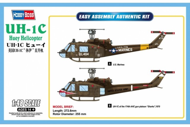 HobbyBoss 1/48 Bell UH-1C Huey Helicopter
