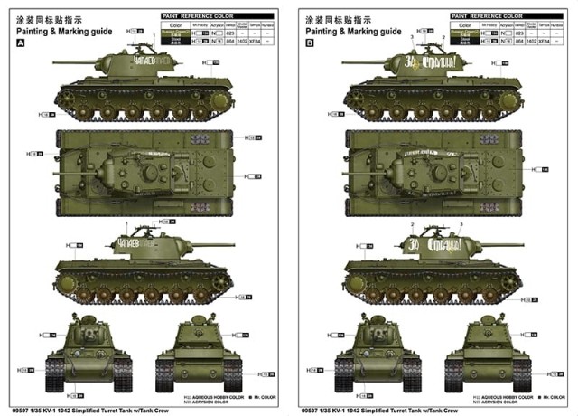Trumpeter 1/35 KV-1 1942 Simplified Turret Tank w/Tank Crew