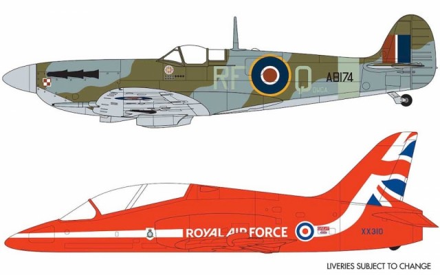 Airfix Gavesett 1/72 Best of British Supermarine Spitfire and RAF Red Arrows Hawk
