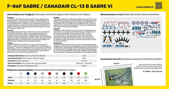 Heller Startsett 1/72 F-86F Sabre/Candair CL-13 B Sabre VI (norsk utgave)