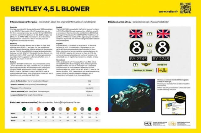 Heller Startsett 1/24 Bentley 4.5L Blower